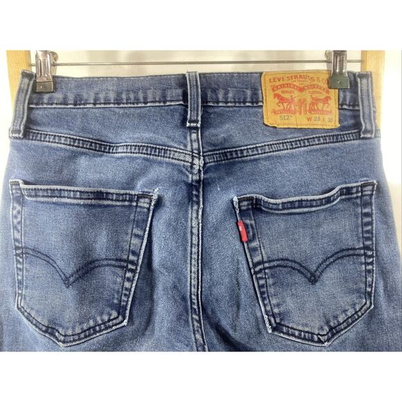 Levi's 512 Slim Tapered Leg Distressed Denim Blue Jeans Men's Size 28x30 - Picture 7 of 10